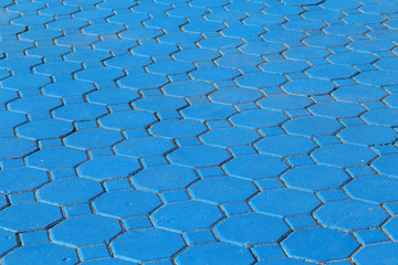 Old blue pavement in a pattern