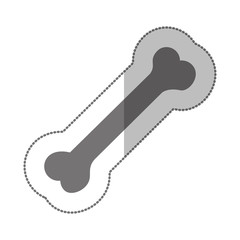 grayscale silhouette middle shadow sticker with pet bone vector illustration