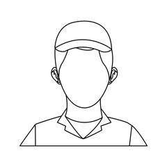 delivery man cartoon icon over white background. vector illustration