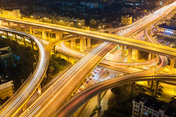 Fototapeta na wymiar city highway overpass at night