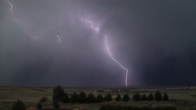 Lightning Strikes Ground in Rain