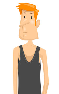 Sad Skinny Man In Tank Top