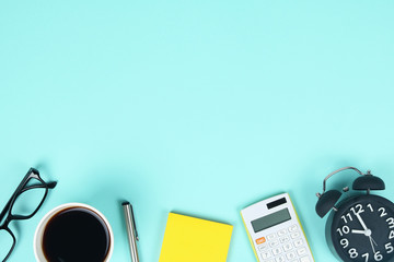 Office desk table with supplies