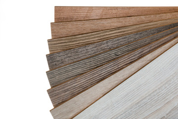 Obraz na płótnie Canvas selection of laminate flooring samples isolated on white background