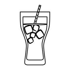 cold beverage with ice and straw icon image vector illustration design 