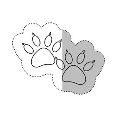 monochrome contour middle shadow sticker with dog footprint vector illustration