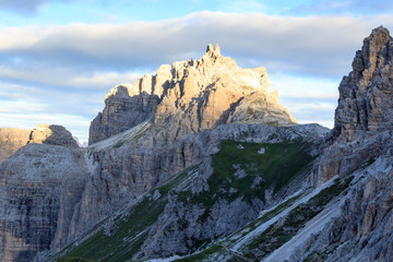Sexten Dolomites mountain Paternkofel and footpath in South Tyrol, Italy