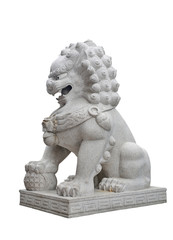 Fototapeta na wymiar Chinese Imperial Lion Statue, Isolated on white background.