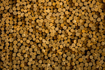 Pile of wood logs storage for industry