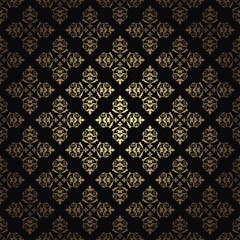 gold vintage vector pattern on black background
