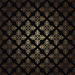 gold vintage vector pattern on black background