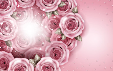 Romantic roses bouquet background