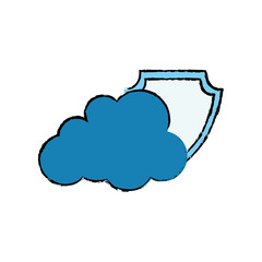 Cloud computing security system icon vector illustration graphic design