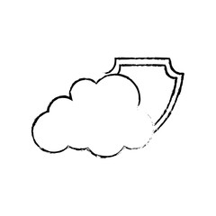 Cloud computing security system icon vector illustration graphic design