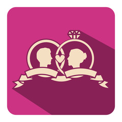 square shape with silhouette rings engagement with labels vector illustration