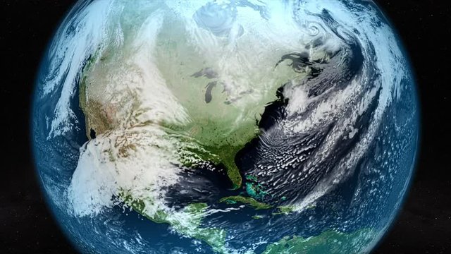 Satellite image of North America with clouds movement. Elements of this image furnished by NASA