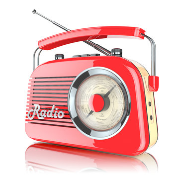 Red retro radio receiver