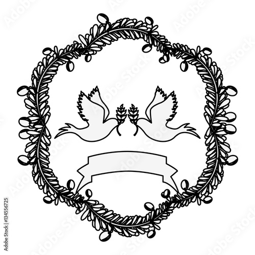 Download "silhouette arch of leaves with pigeons with olive branch ...