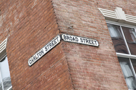 Carlton And Broad Street Signs; Nottingham