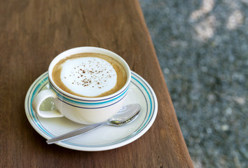 Coffee Cup on Wood Desk Selective Focus