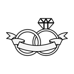 silhouette of rings engagement with label vector illustration