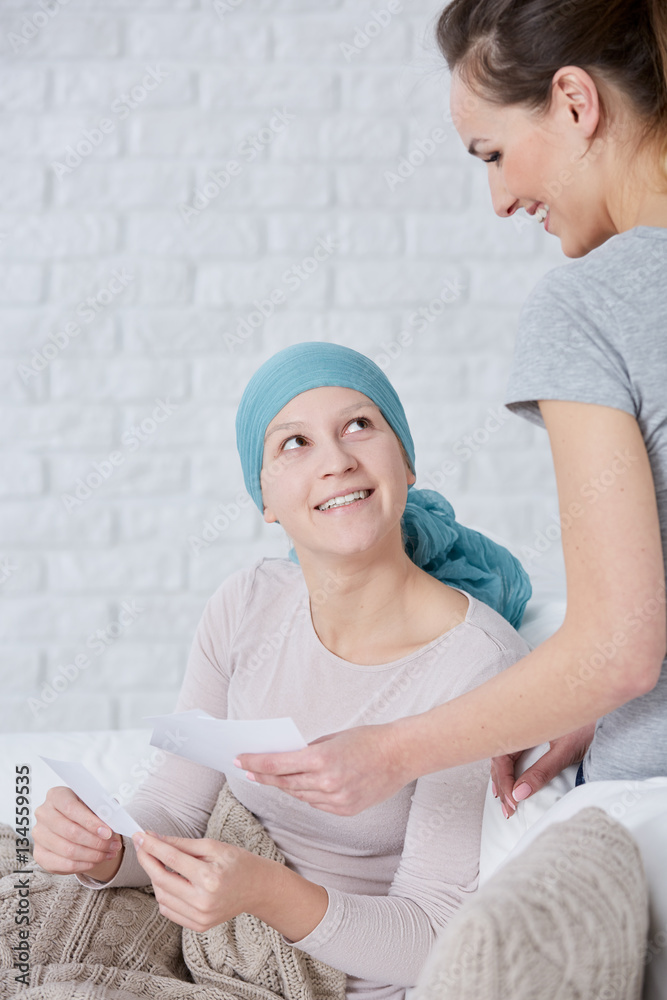 Poster woman wearing headscarf and friend