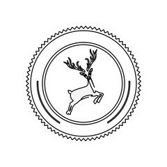 silhouette circular border with reindeer vector illustration