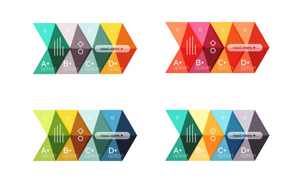 Vector collection of colorful geometric shape infographic banners