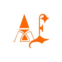 initial letter AE logo vector Orange color