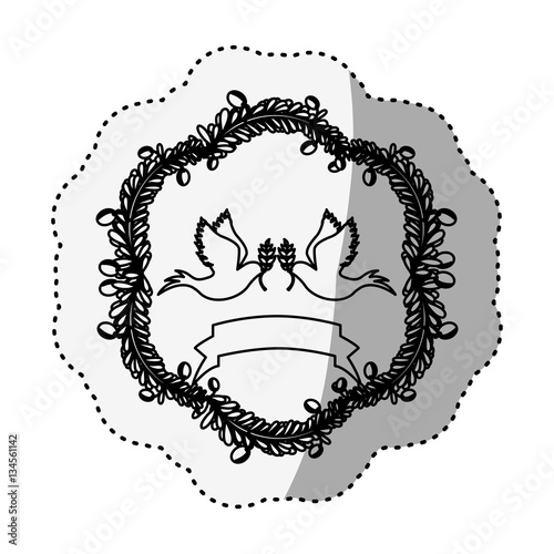 Download "sticker silhouette arch of leaves with pigeons with olive ...