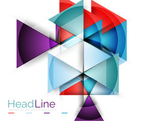 Colorful triangles on white background