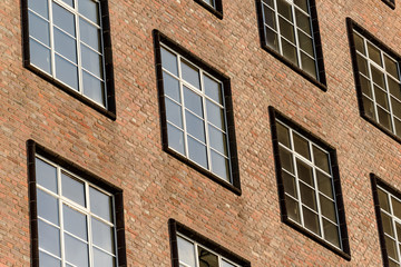 Old red brick industry building facade