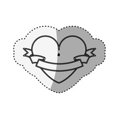 sticker silhouette heart shape with label vector illustration