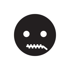 emoticon with zipper mouth icon illustration