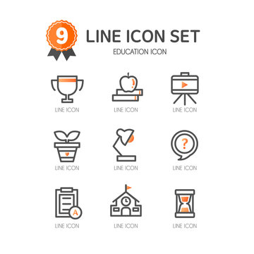Education line icon set