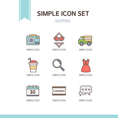 shopping simple icon set