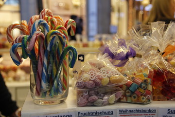 festive multi-colored candy in a glass