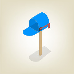 American mailbox isometric, vector illustration.