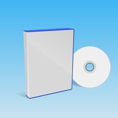 cd or dvd disc cover mockup blue box eps 10 vector