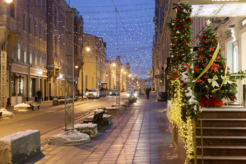 Fototapeta na wymiar Новогоднее украшение улиц Москвы
