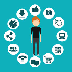 character man social media frame design vector illustration eps 10