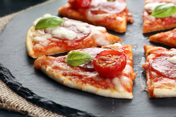 Hot true PEPPERONI ITALIAN PIZZA with salami and cheese. TOP VIE