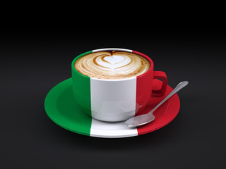 cappuccino cup with Italy flag