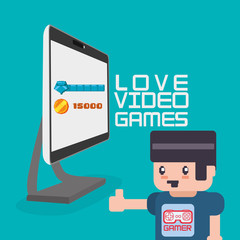 love video games avatar gamer computer vector illustration eps 10