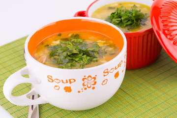 Soup in bowls