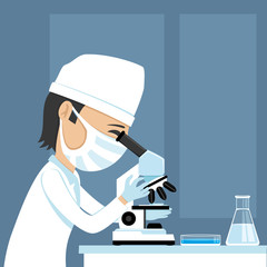 Fototapeta premium Doctor looking into a microscope.