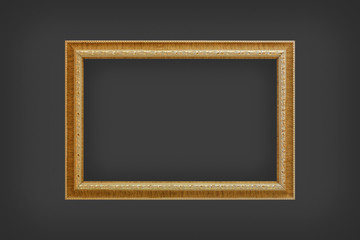 Classic wooden frame isolated on black wall