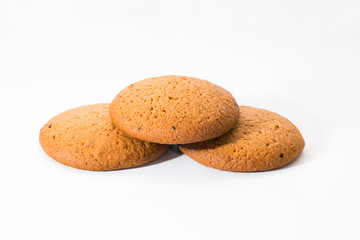 Oat cookies. 
Closeup of delicious oat cookies on white background.