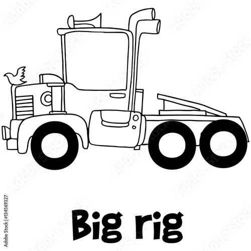 "Big rig with hand draw vector" fichier vectoriel libre de droits sur