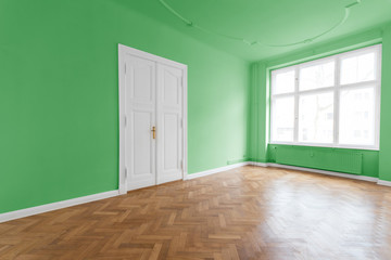 Apartment interior, green walls